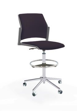 Кресло Rewind каркас хром, пластик серый, база стальная хромированная, без подлокотников, сиденье и спинка черные