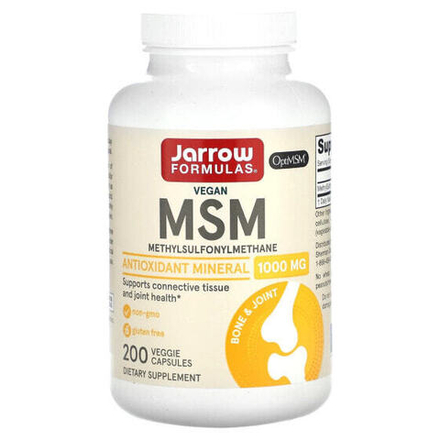Для мышц и суставов Jarrow Formulas, МСМ, 1000 мг, 200 растительных капсул