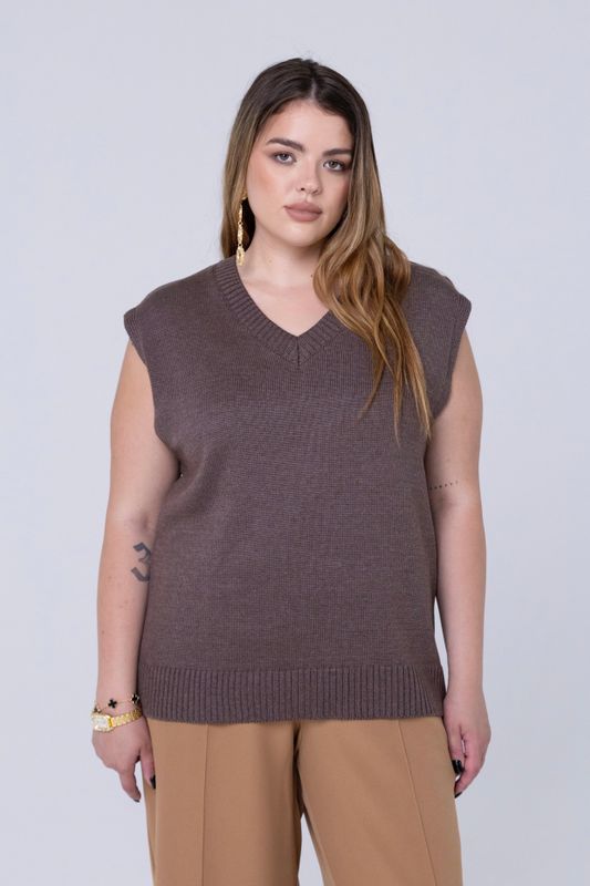 Жилет вязаный, трюфель