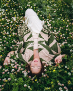 Накидка с этническим геометрическим рисунком зеленая