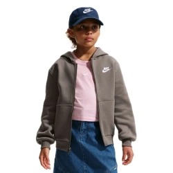 Детская теннисная куртка Nike Kids Club Fleece Full-Zip - cave stone/white