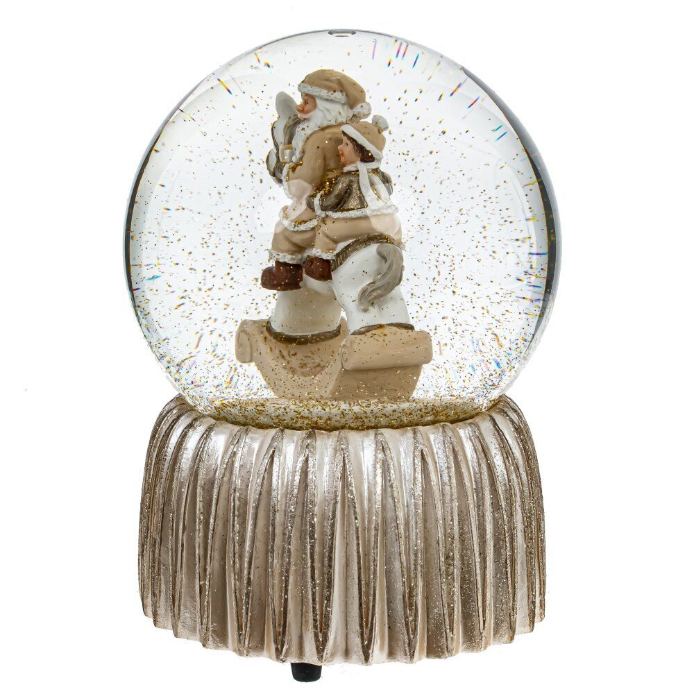 GAEM Фигурка декор в стекл шаре "Дед Мороз на лошадке" (муз с ключ), D 9 см, L9,5 W9,5 H14 см