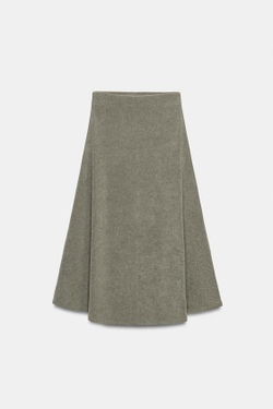 ZARA ЮБКА ИЗ МЯГКОЙ ТКАНИ, СВЕТЛО-ОЛИВКОВЫЙ