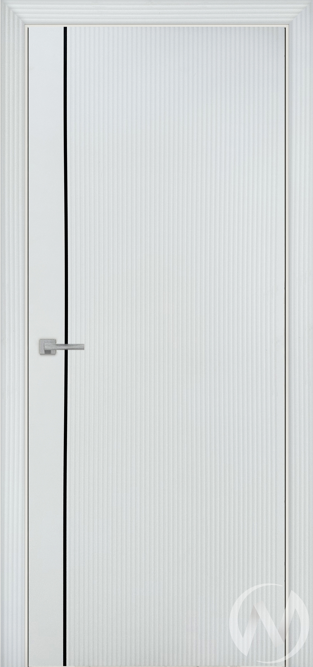 Дверь ЭКШ F-5; 80; глухая; белый софт; молдинг черный