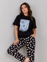 Пижама с брюками КБк-193П/черный-ромашки