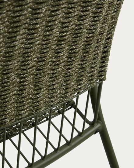 Уличное кресло Atrani из оцинкованной стали и зеленой веревки