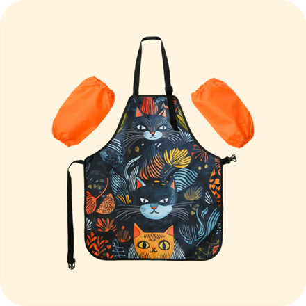 Фартук для творчества с застёжкой фастекс. Сказочные коты
