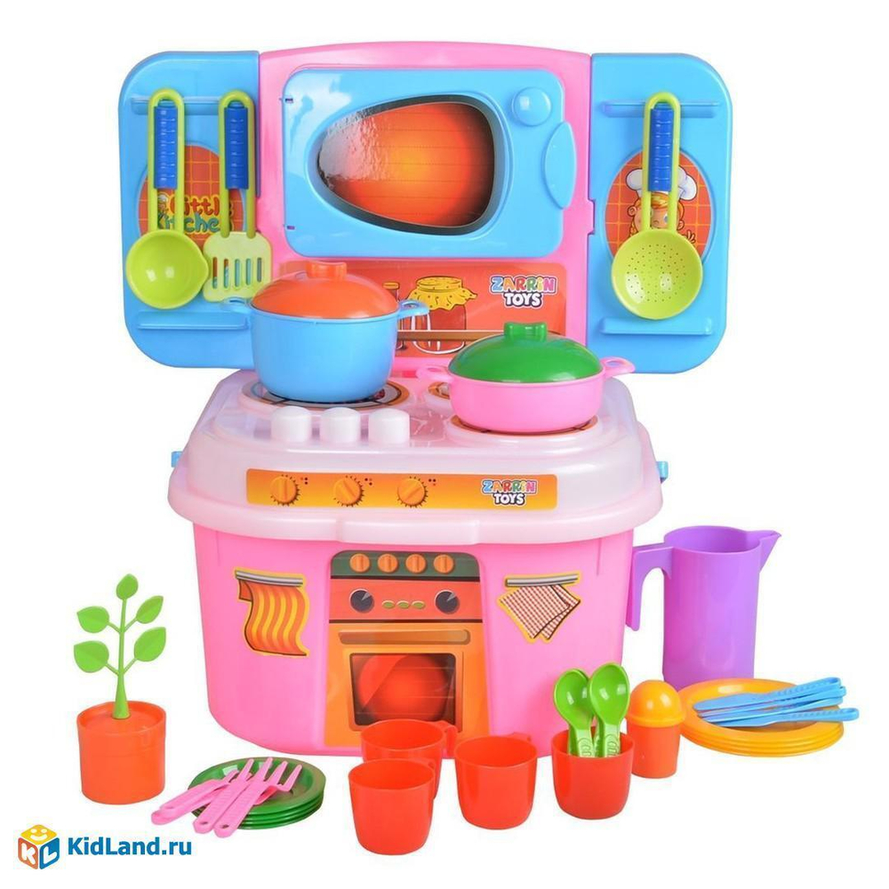 Кухня игровая Little Kitchen с набором, 37 предм., розов. (Орион)