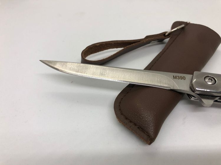 Нож складной М390, в кож чехле
