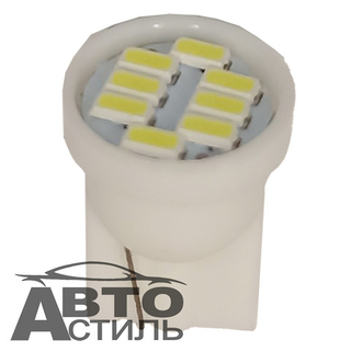 Светодиод 12V T10  8SMD 1206 WHITE (без цок)  плоский