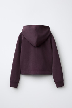 ZARA СПОРТИВНАЯ КУРТКА С КАПЮШОНОМ, БАКЛАЖАННЫЙ