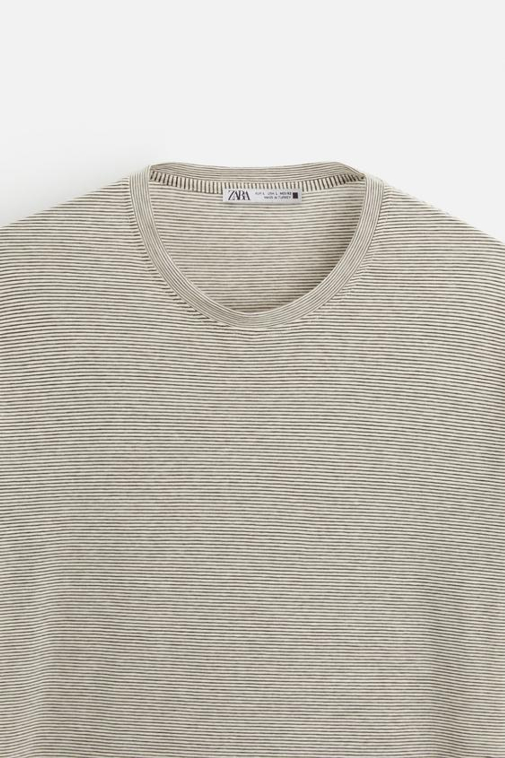 ZARA ФУТБОЛКА ИЗ РЕЛЬЕФНОЙ ТКАНИ В ПОЛОСКУ, ЭКРЮ/КОРИЧНЕВЫЙ