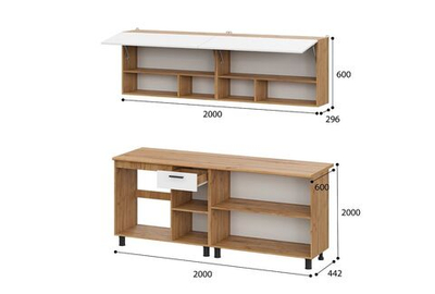 Кухонный гарнитур Монако 2.0 м МДФ с фрезеровкой (Дуб Золотой/Графит)