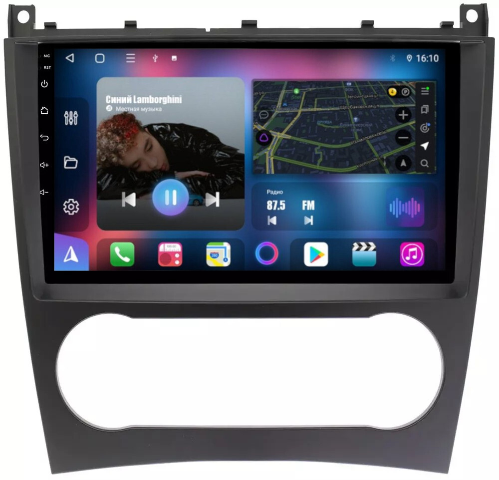 Магнитола для Mercedes-Benz C (W203) 2004-2007 - FarCar 1262M монитор 9" QLED на Android 13, 8 ядер (TS18), CarPlay, 4G SIM-слот