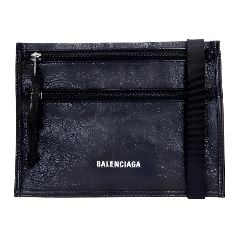 Balenciaga Leather Shoulder Bag Clutch Men"s Black