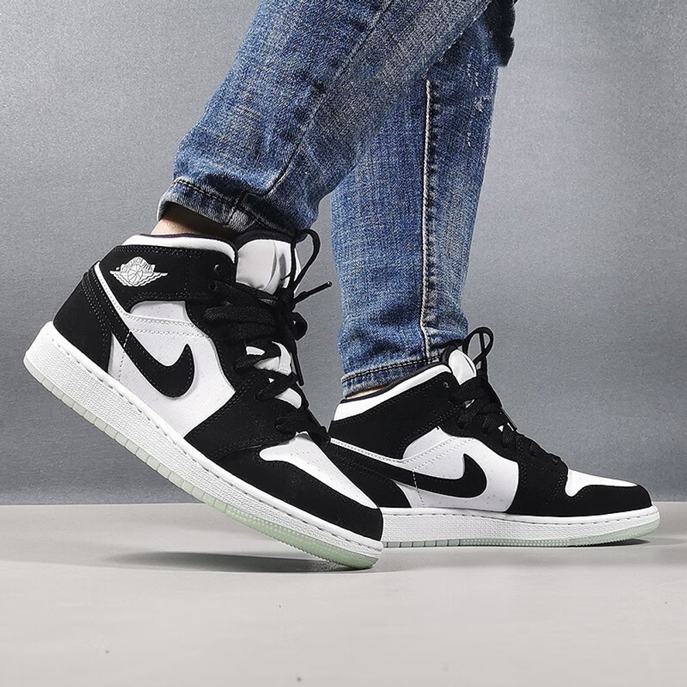 Jordan 1 Mid White Black Teal Tint GS