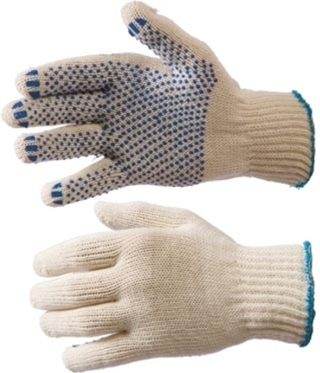Перчатки х/б с ПВХ "ТОЧКА-СИРИУС", 10 класс, р.22, вес 42 гр.ручной оверлок,кратно 10 пар(х300)