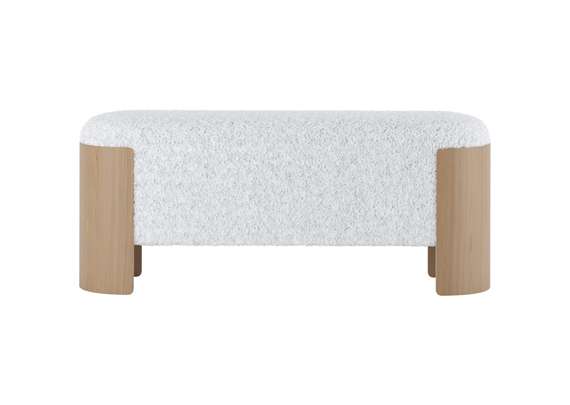 Банкетка Lagom 100 см (белый мех, натуральный дуб)
