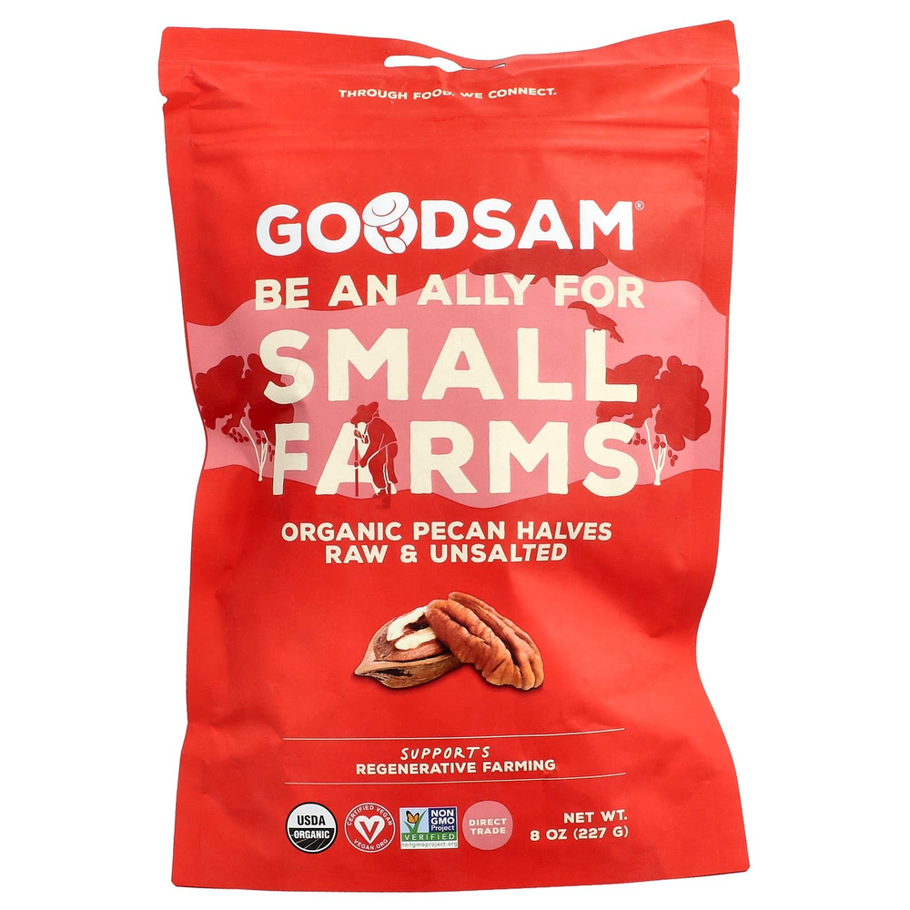 GoodSam PBC, органические половинки пекана, необработанный и несоленый, 227 г (8 унций)