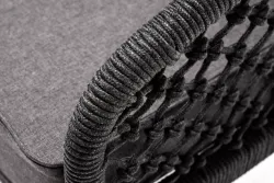 "Канны" кресло плетеное из роупа (узелки), каркас алюминий темно-серый (RAL7024) муар, роуп темно-серый круглый, ткань темно-серая 027