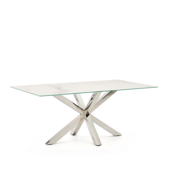 Стол Argo из белого фарфора Kalos с ножками из нержавеющей стали, 180 x 100