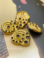 Пуговицы Скиапар. золотистые с черной эмалью в форме ракушки