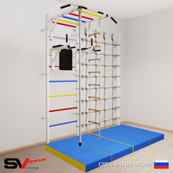 Шведская стенка Sv Sport 54540 (Турник рукоход/Брусья/Канат/Лестница/Мат 2м/Канатный лаз)