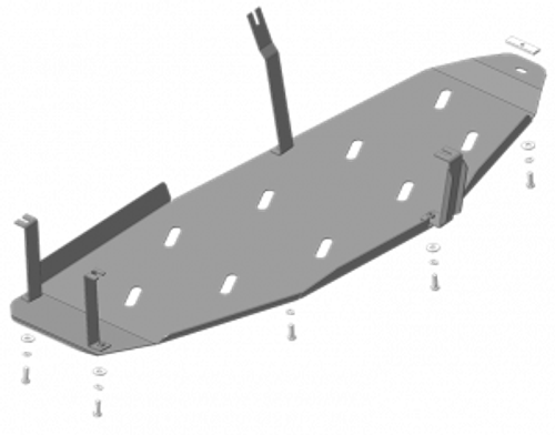 Защита Топл. бака. 3 мм, Сталь (только без защиты КПП Motodor). для Mitsubishi Pajero IV 2006-2012, Mitsubishi Pajero IV 2012-2020 MOTODOR.11340