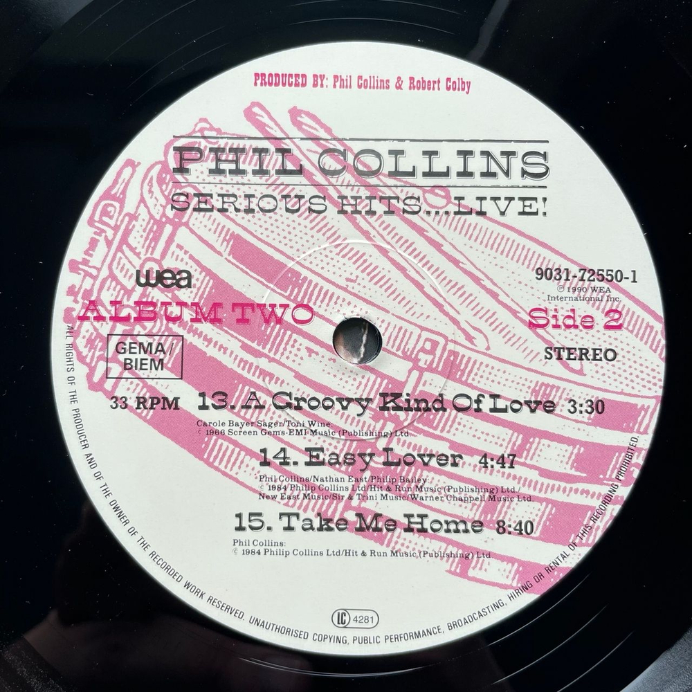 Винтажная виниловая пластинка LP Phil Collins Serious Hits Live (Германия 1990)