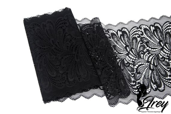 1327 Кружево эластичное 20 см, Италия, черный 170