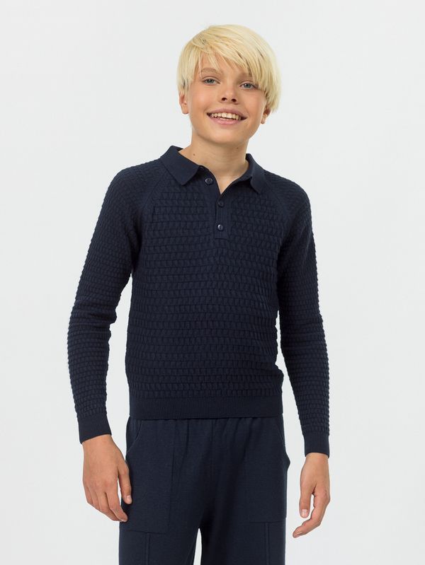 Поло для мальчика с длинным рукавом в школу AT1080 синий