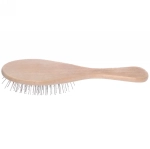 Расческа массажная деревянная, форма овал, металлические зубья, 21*6,5см