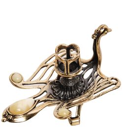 Народные промыслы AM-3054/1 Подсвечник «Жар-птица» (латунь, янтарь)