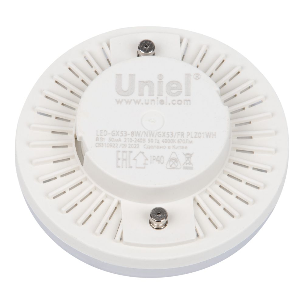 LED-GX53-8W-NW-GX53-FR PLZ01WH Лампа светодиодная. матовая. Белый свет. Картон. ТМ Uniel.
