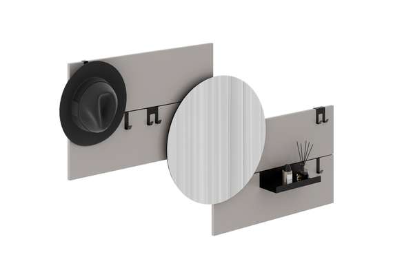 Вешалка Stripe M горизонтальная с зеркалом D 60 см (серо-бежевый)