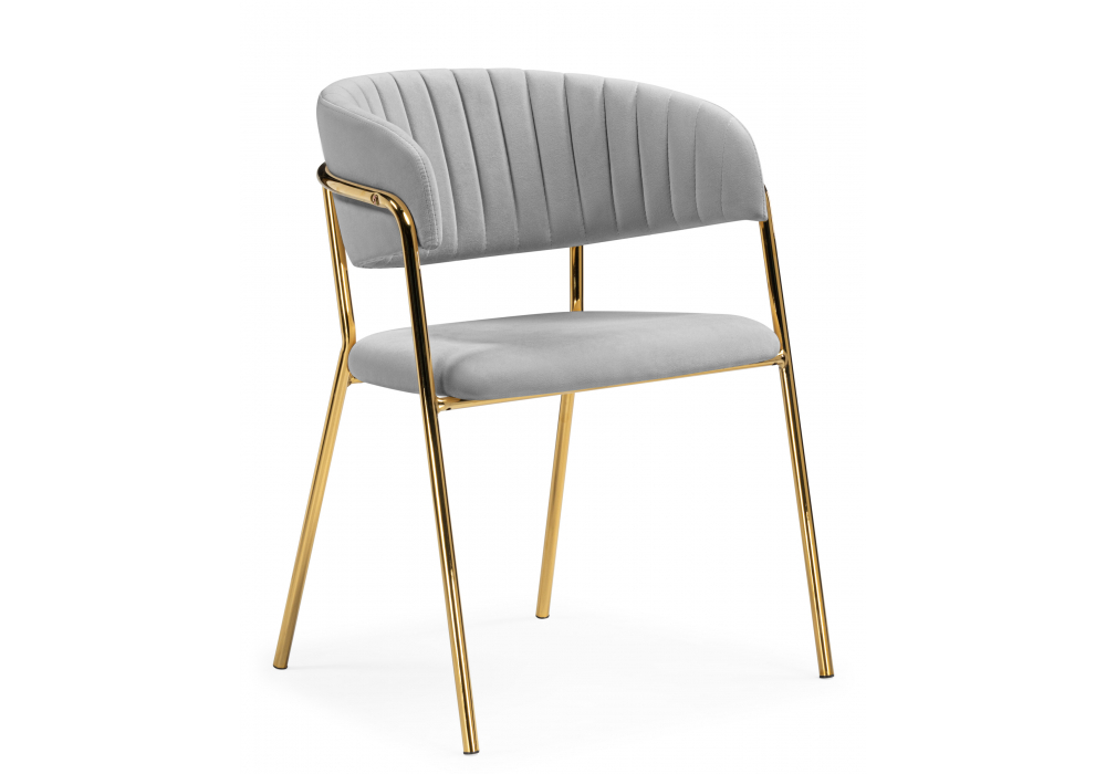 Стул на металлокаркасе Woodville Kamelia велюр светло-серый, золотой