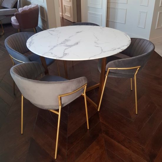 Стул Portman серый велюр с золотыми ножками