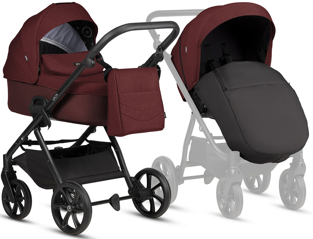 Детская коляска Tutis Leo 3 Plus 3 в 1 с автокреслом Elo Lux EduSky Black 1582220 Burgundy