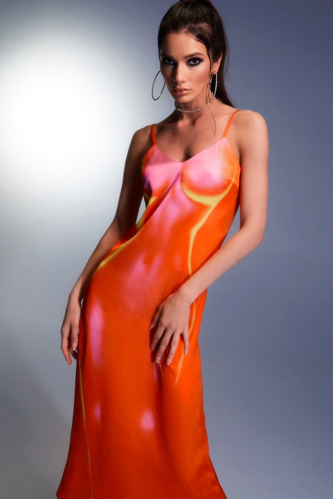 Платье-комбинация Topless orange