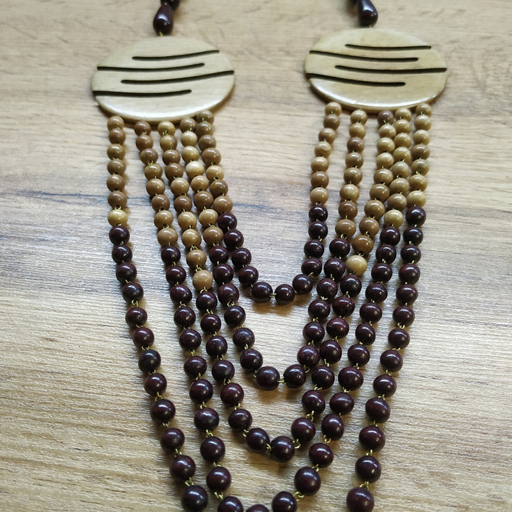 Колье Марта, дерево, цвет светло-кор., вишневый, 70 см