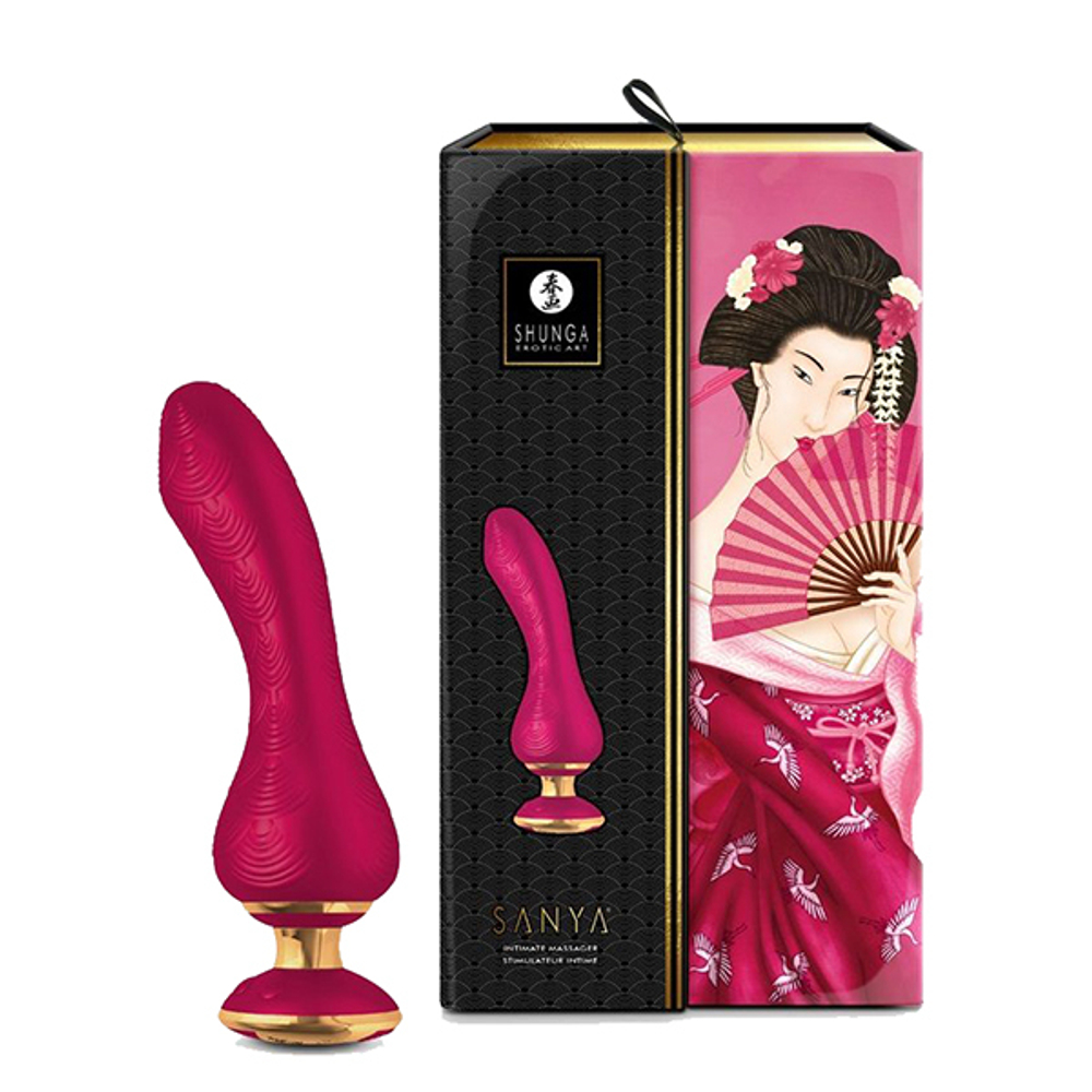 Малиновый вибростимулятор 18,5см Shunga SANYA SH-SANYA-301