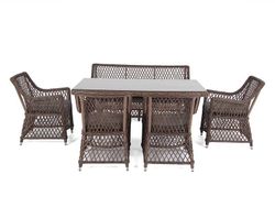 "Катания" обеденная группа плетеная на 6 персон, цвет коричневый