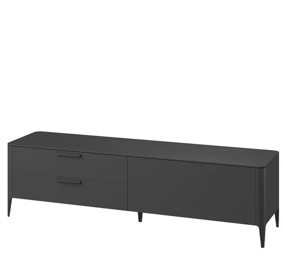 Тумба под ТВ Type, 2 ящика, откидная дверь, массив дуба (черный)