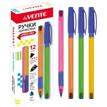 Ручка шар. deVENTE "Triolino Neon", 0,7мм,на масл. осн., синяя, держатель, корпус ассорти