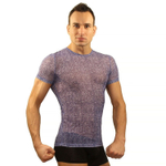 Облегающая футболка с рисунком-ячейками (Размер: L) (Цвет: фиолетовый)