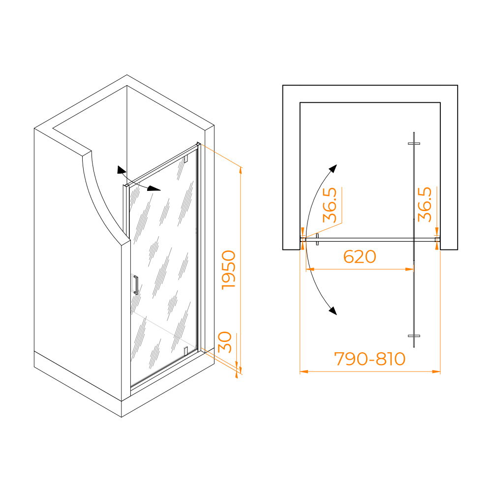 Душевая дверь RGW LE-102 (Прозрачное, 800)