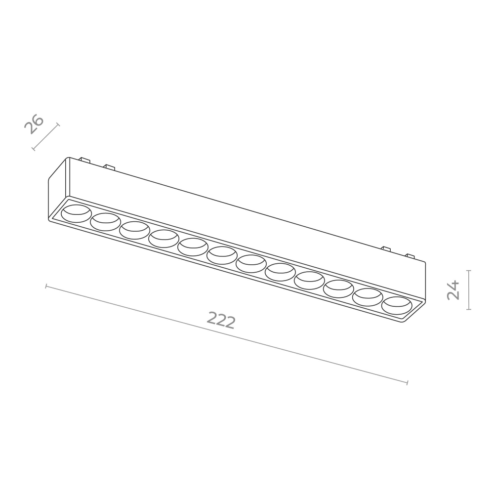 ST674.436.20 Магнитный трековый светильник Черный LED 1*20W 3000K 1 800Lm Ra&gt;90 &gt;90 IP20 L615xW26xH24 48V SKYFLAT