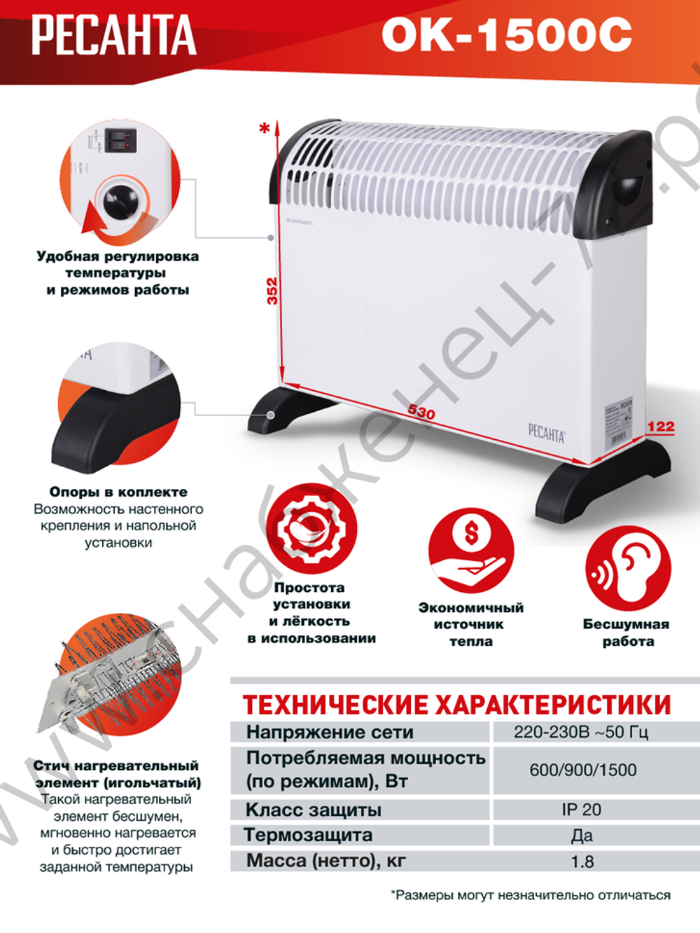 Конвектор РЕСАНТА ОК-1500С