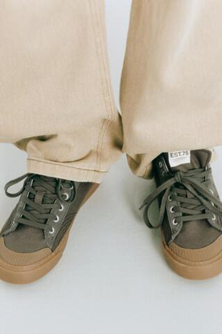 ZARA КОМБИНИРОВАННЫЕ КЕДЫ, ЗЕЛЕНЫЙ