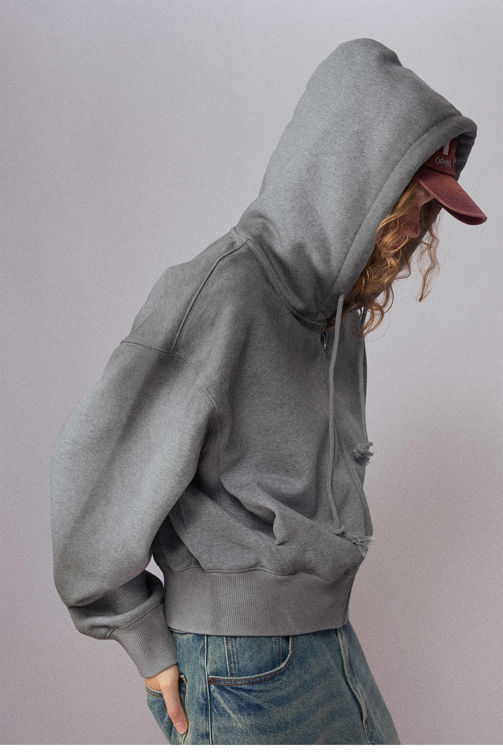 Худи женский Nothomme Monterest vintage washed irregular tie-dye fleece-lined split hoodie